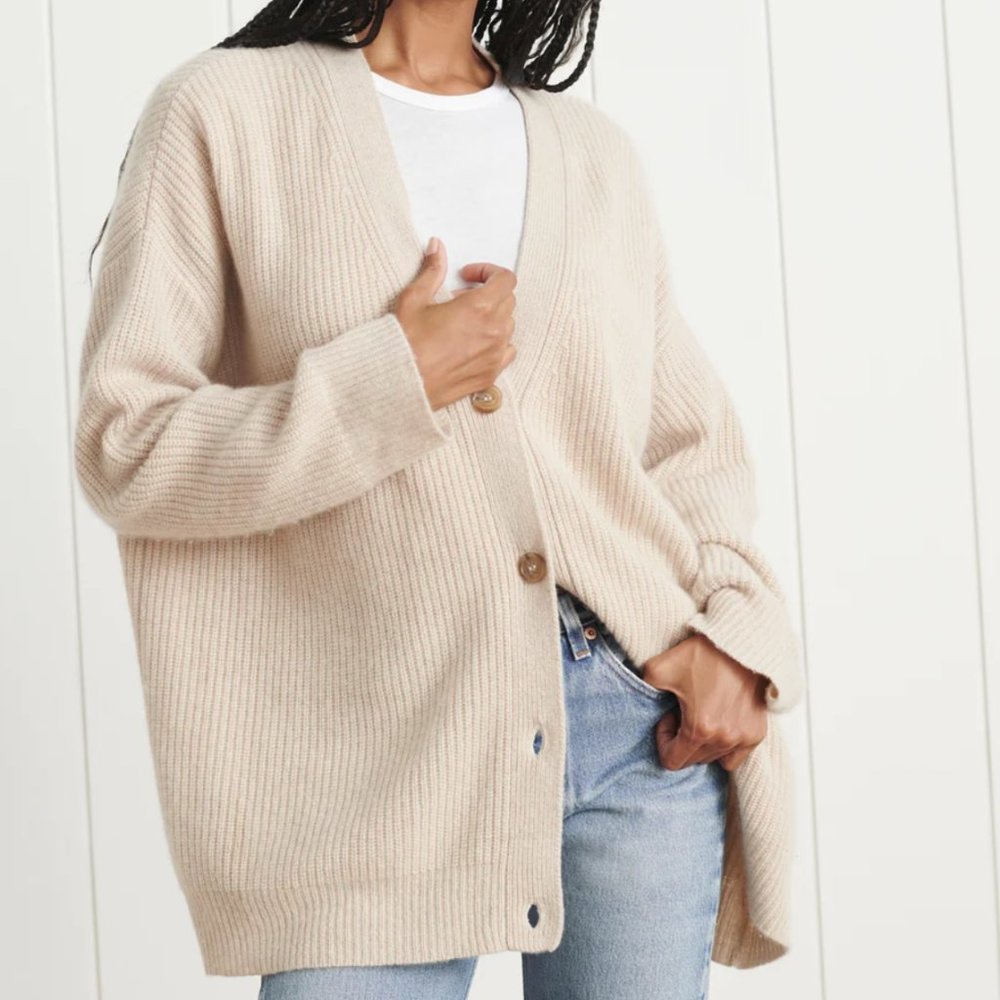 Jenni Kayne Cashmere Cocoon Cardigan Sweater Oatmeal Size XXS